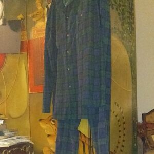 Nautica Navy And Green Flannel Sleepwear Set